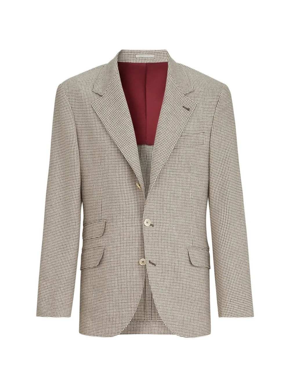 Brunello Cucinelli Cavallo gedeconstrueerde blazer met wol alpaca en zijden pied-de-poule Beige
