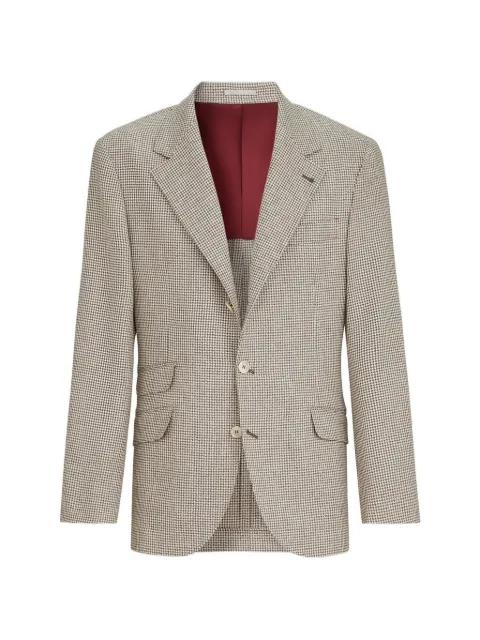 Brunello Cucinelli blazer Cavallo en laine, alpaga et pied de poule en soie déconstruit
