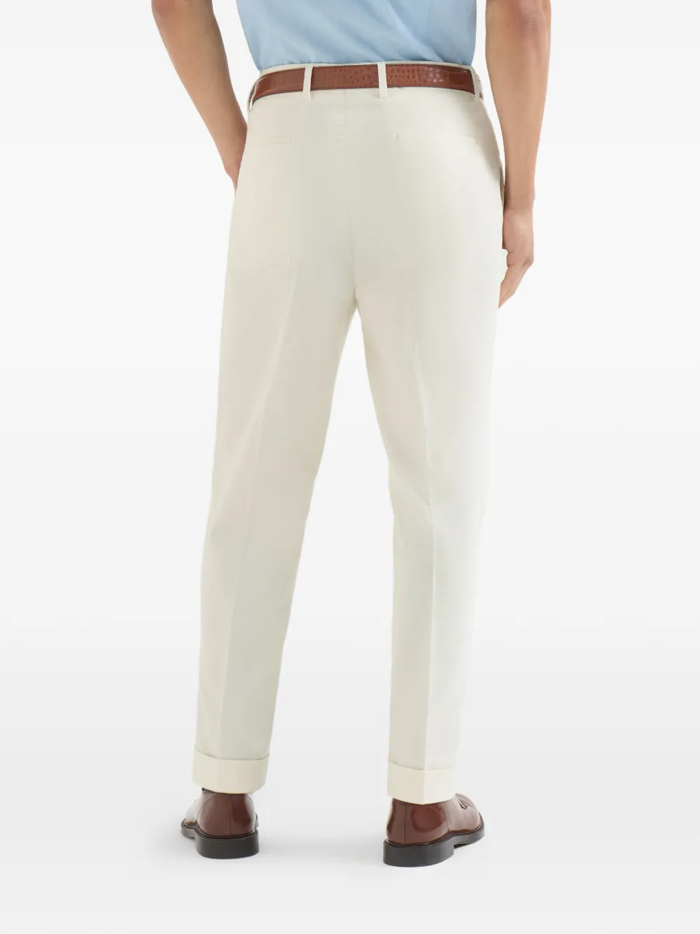 Brunello Cucinelli Sea Island katoenen ribfluwelen broek met plooi Beige