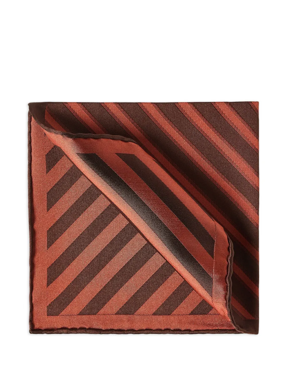 Brunello Cucinelli regimental stripe silk pocket square - Arancione