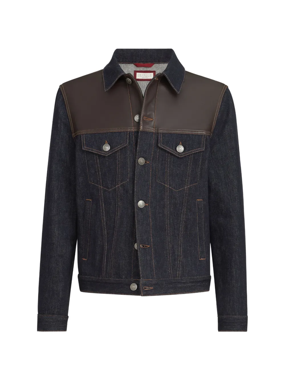 Brunello Cucinelli paneled no-fade denim four-pocket jacket - Blu
