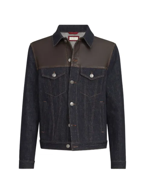 Brunello Cucinelli paneled no-fade denim four-pocket jacket