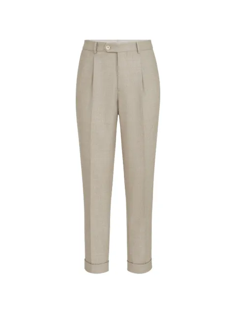 Brunello Cucinelli virgin-wool mouliné-twill trousers with pleat