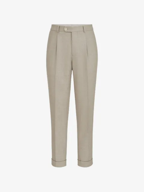 Brunello Cucinelli virgin-wool mouliné-twill trousers with pleat