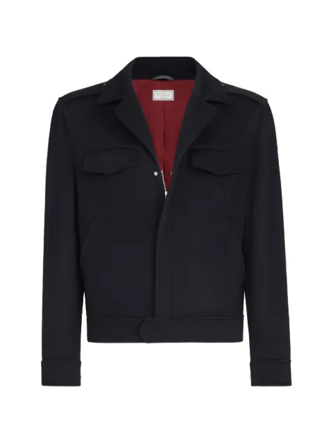 Brunello Cucinelli lightweight virgin wool cloth outerwear jacket with chest pockets