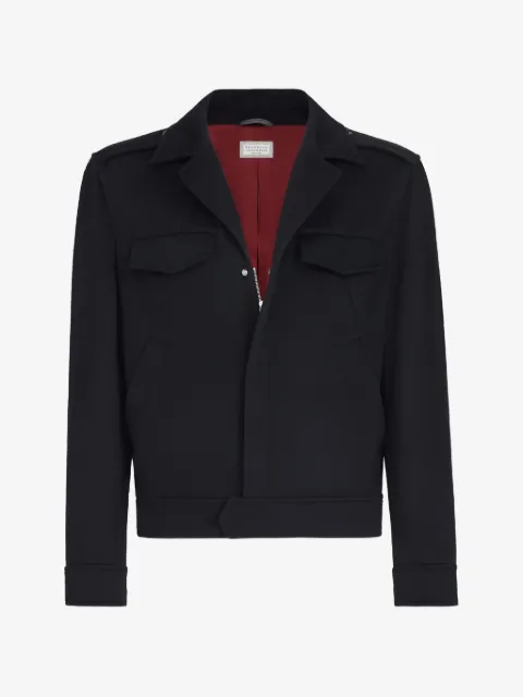 Brunello Cucinelli lightweight virgin wool cloth outerwear jacket with chest pockets