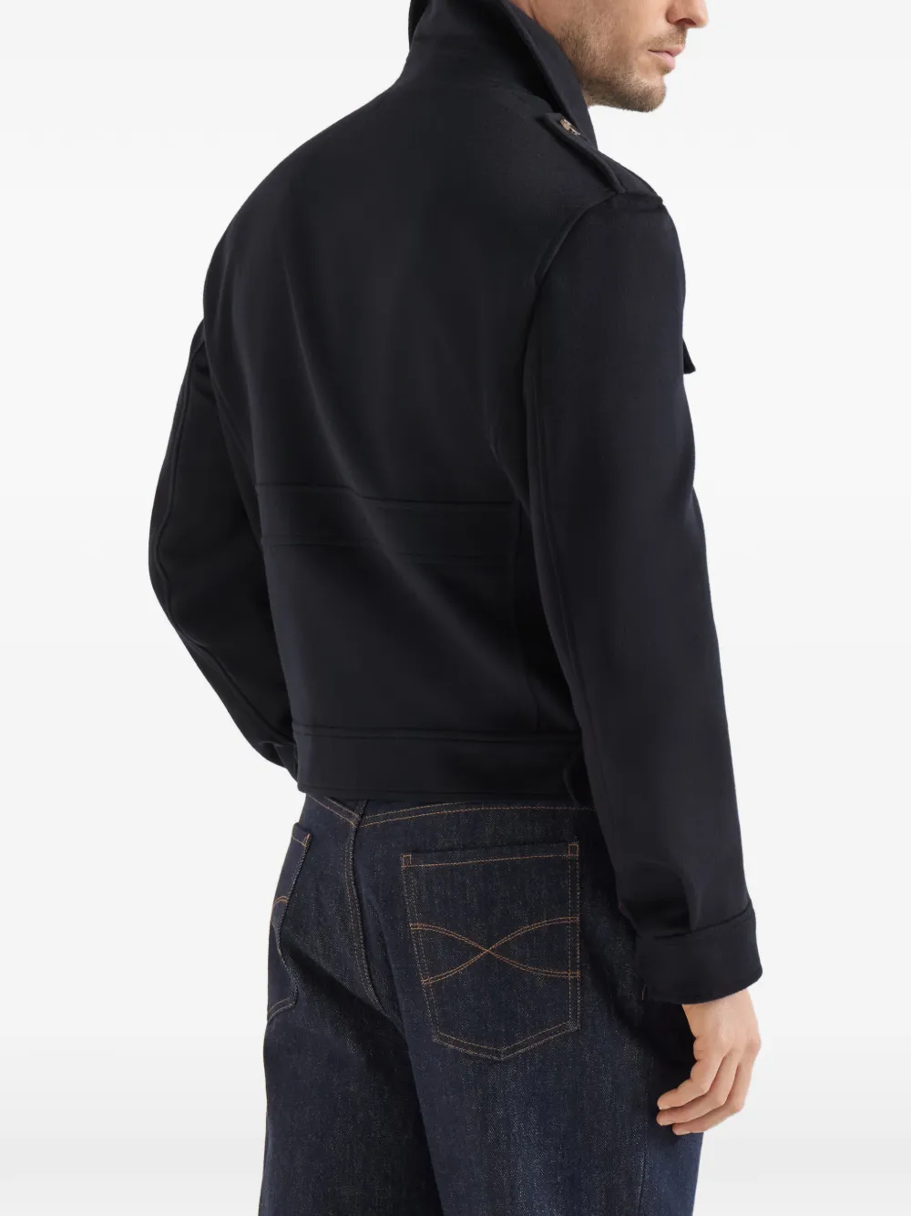 Brunello Cucinelli Lichtgewicht jack van scheerwol met borstzakken Blauw