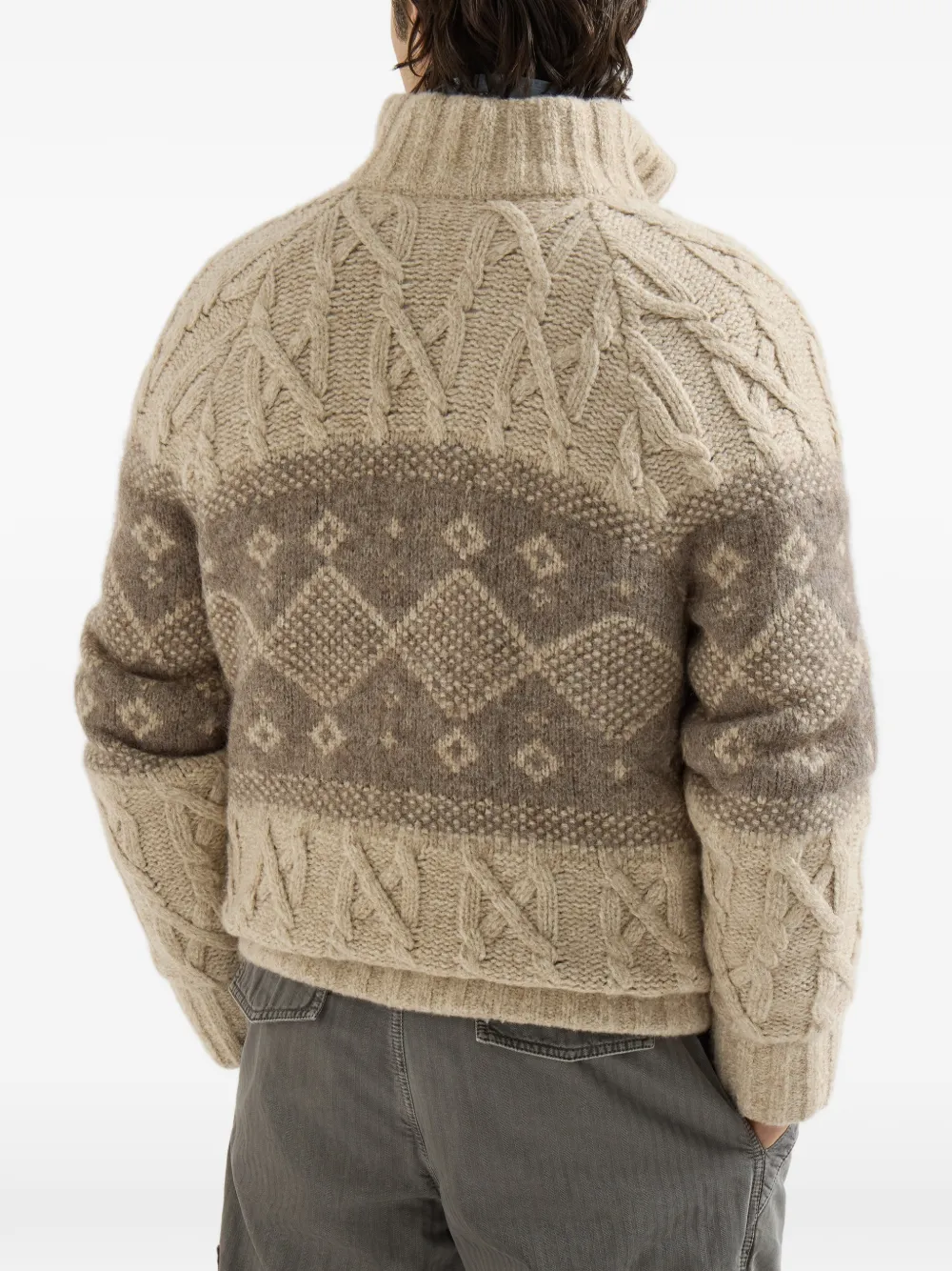 Brunello Cucinelli Kabelgebreid intarsia donsjack Beige