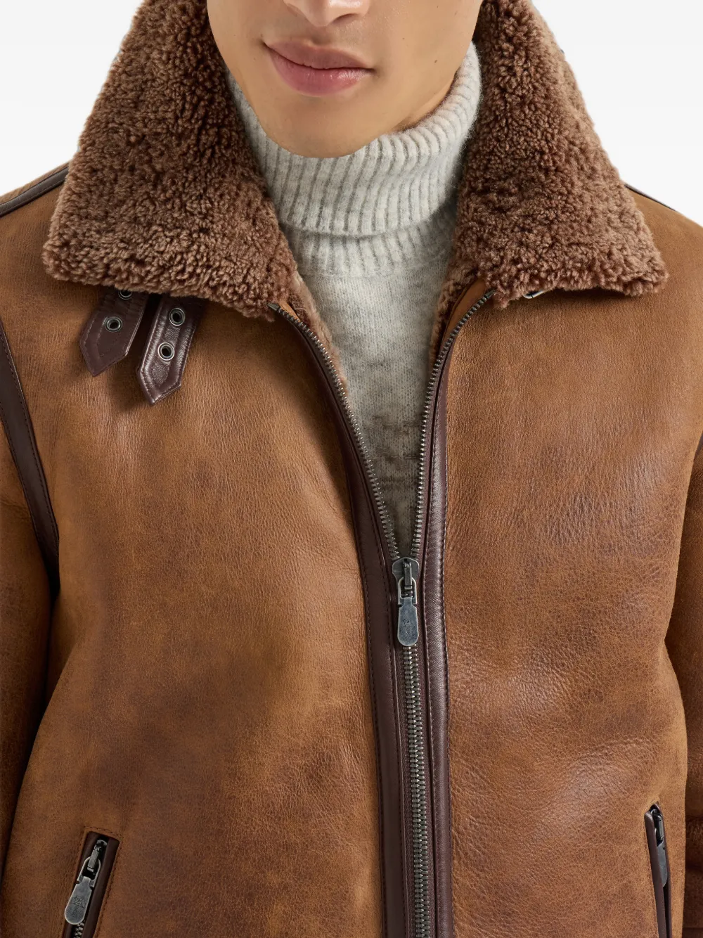 Brunello Cucinelli Lammy pilotenjack Bruin