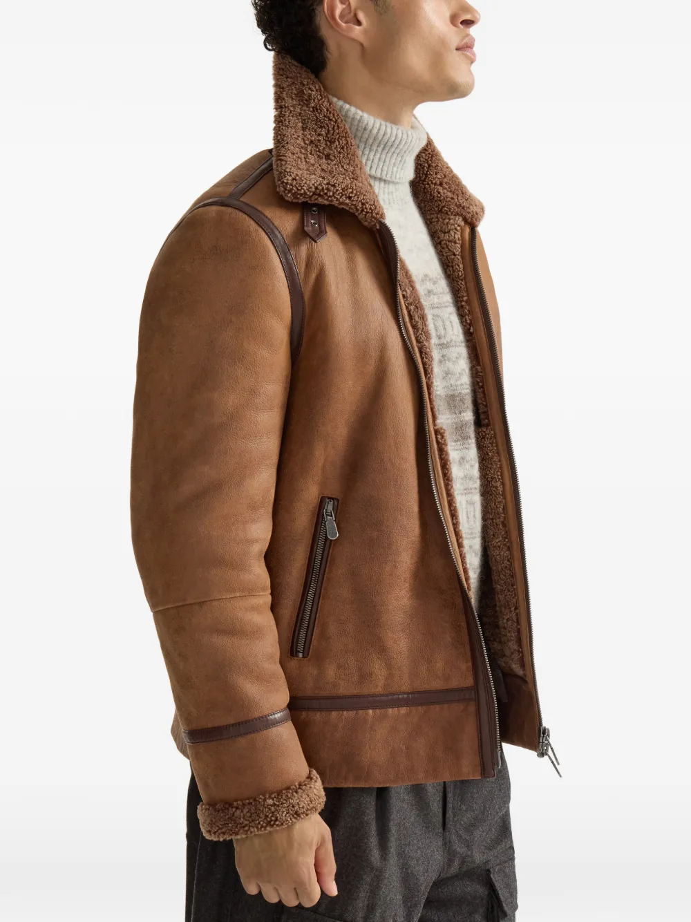 Brunello Cucinelli Lammy pilotenjack Bruin