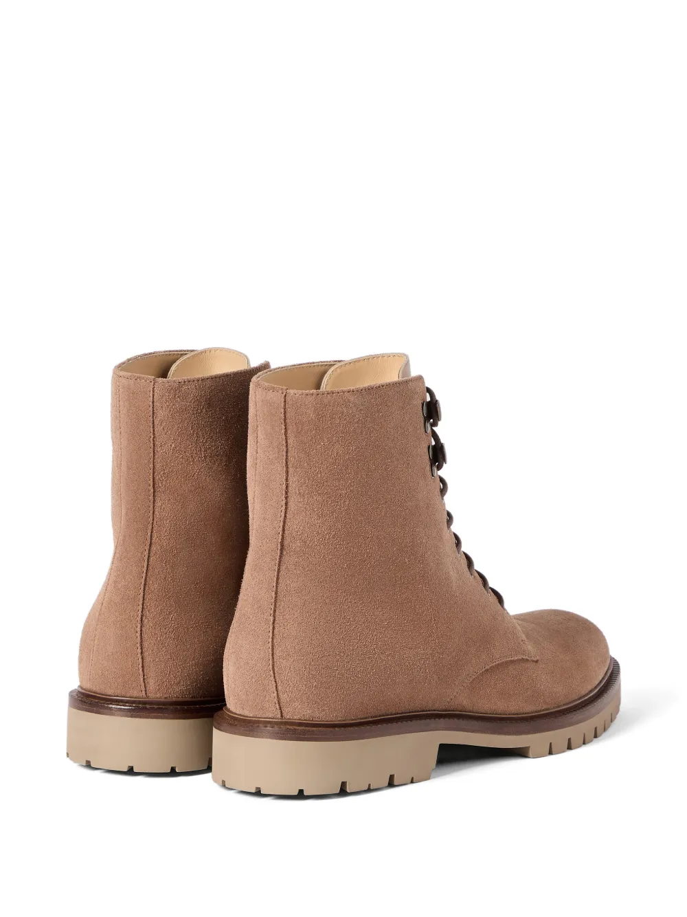 Brunello Cucinelli Suède enkellaarzen met veters Beige