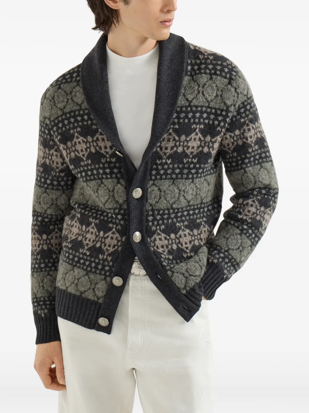 Brunello Cucinelli Kasjmier vest met jacquard Grijs
