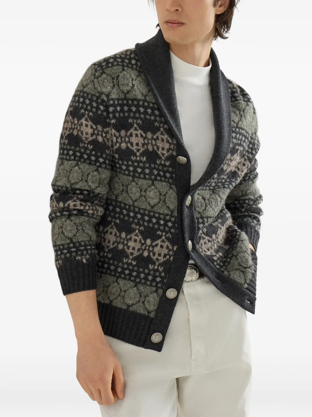 Brunello Cucinelli Kasjmier vest met jacquard Grijs