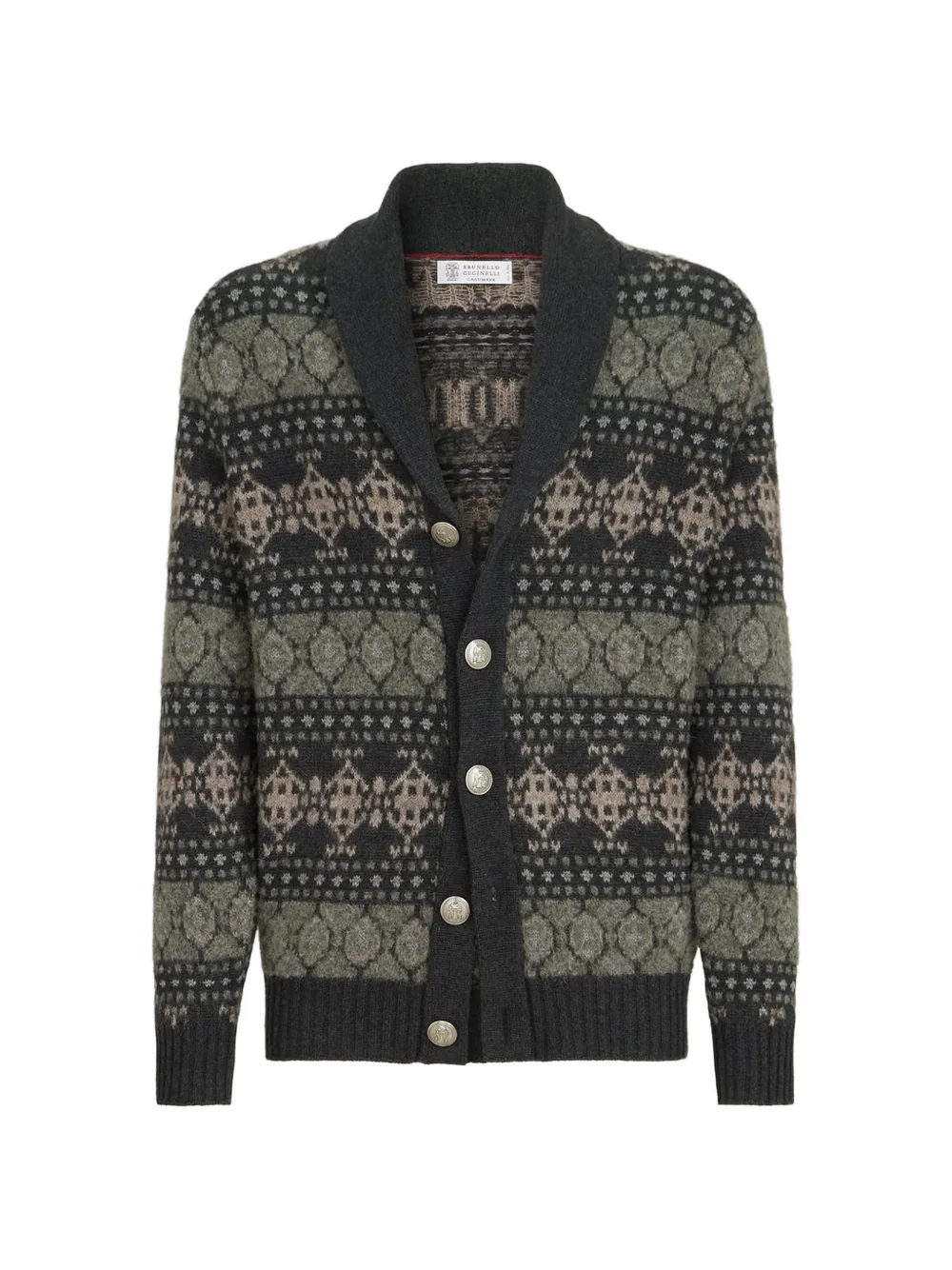 Brunello Cucinelli Cardigan jacquard in cashmere - Grigio