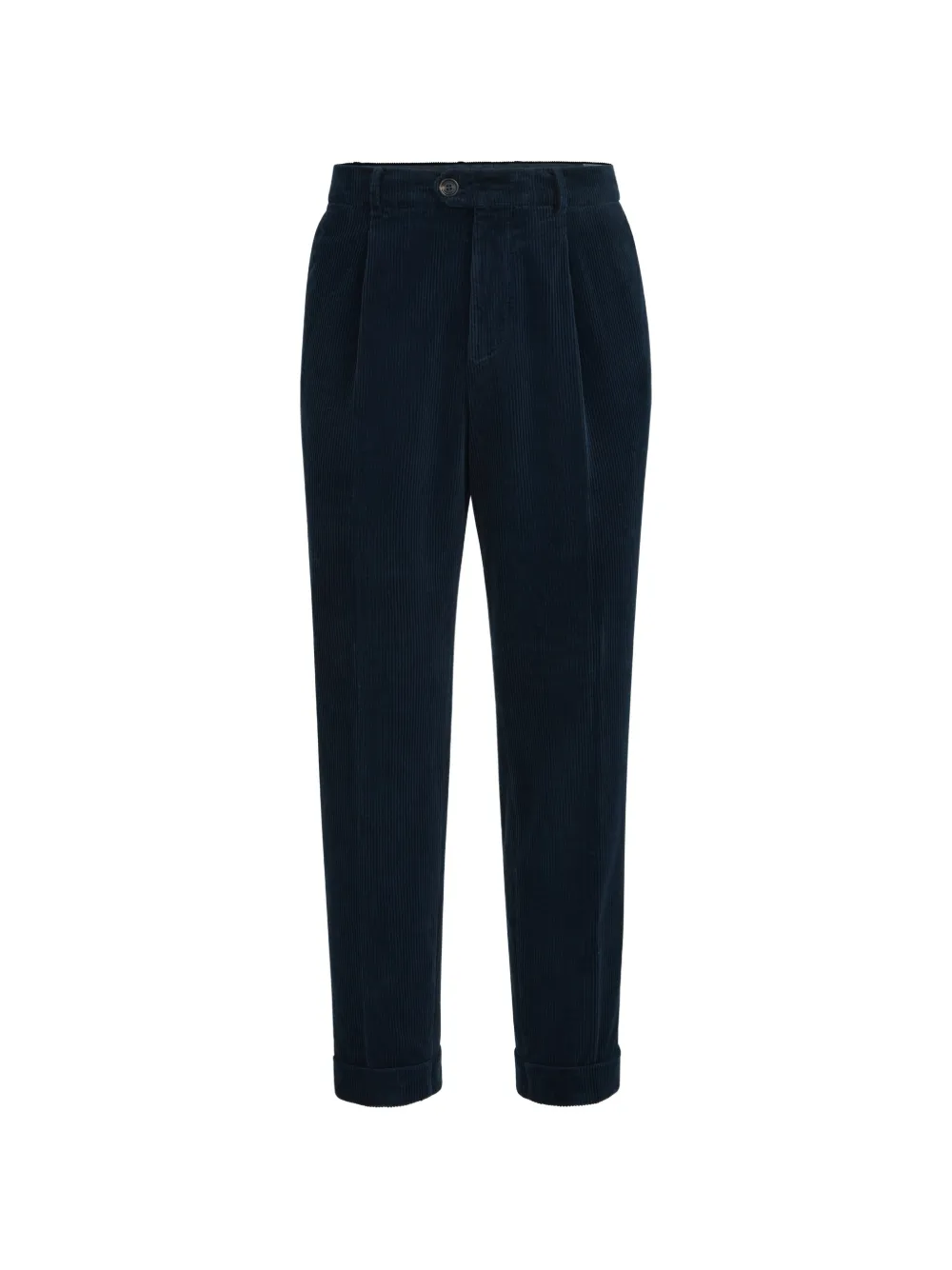 Brunello Cucinelli garment-dyed trousers in cotton corduroy with pleat - Blu