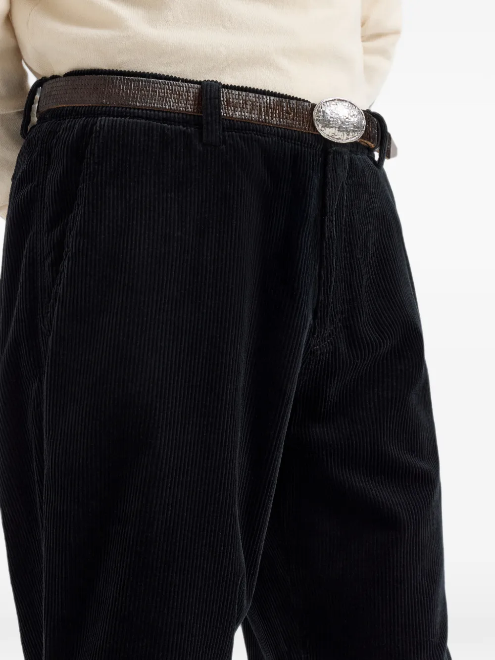 Brunello Cucinelli Ribfluwelen broek met geverfd effect Zwart
