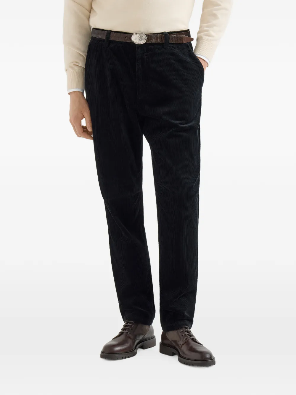 Brunello Cucinelli Ribfluwelen broek met geverfd effect Zwart