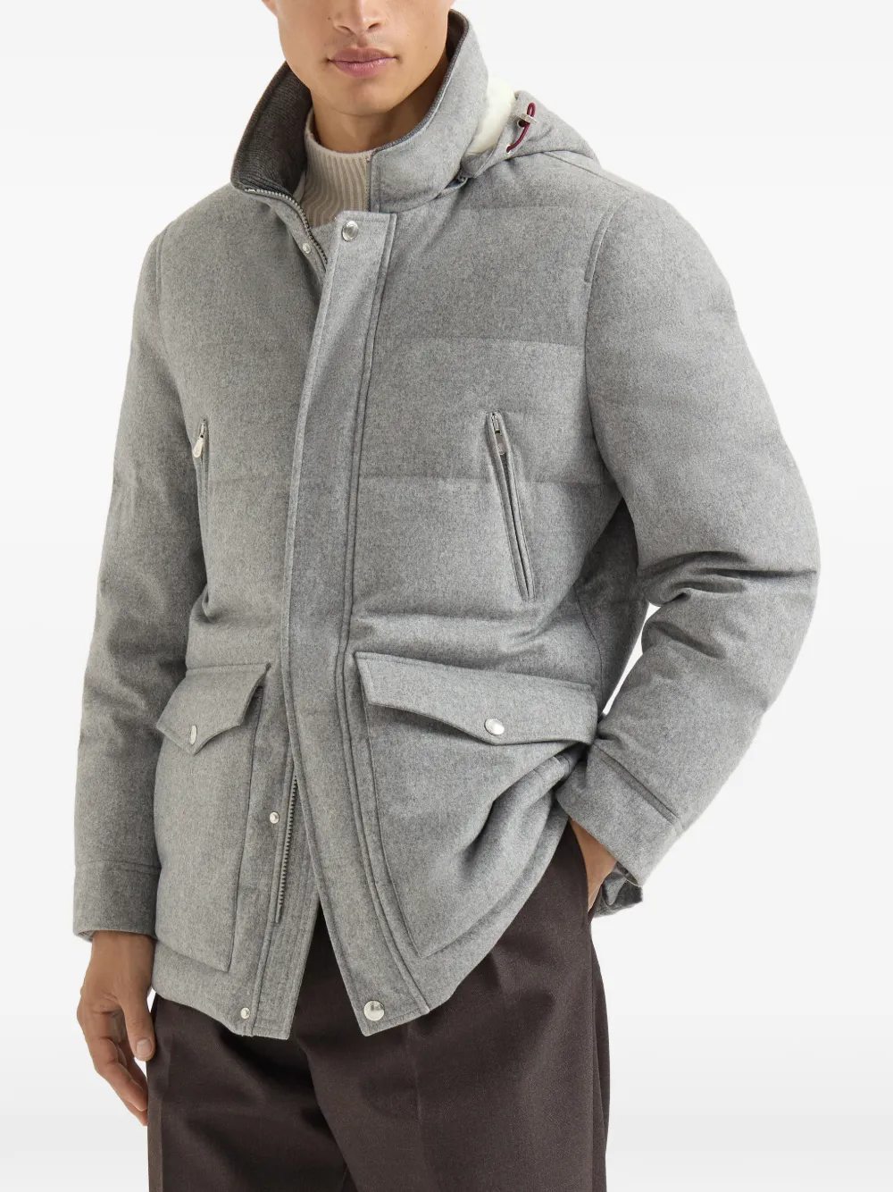 Brunello Cucinelli Parka met afneembare capuchon Grijs