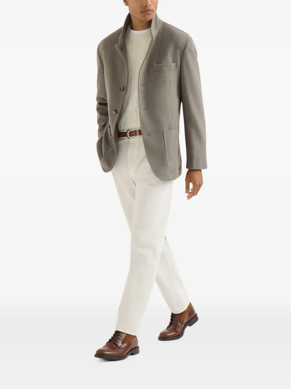 Brunello Cucinelli Lichtgewicht waterbestendige kasjmier blazer Grijs