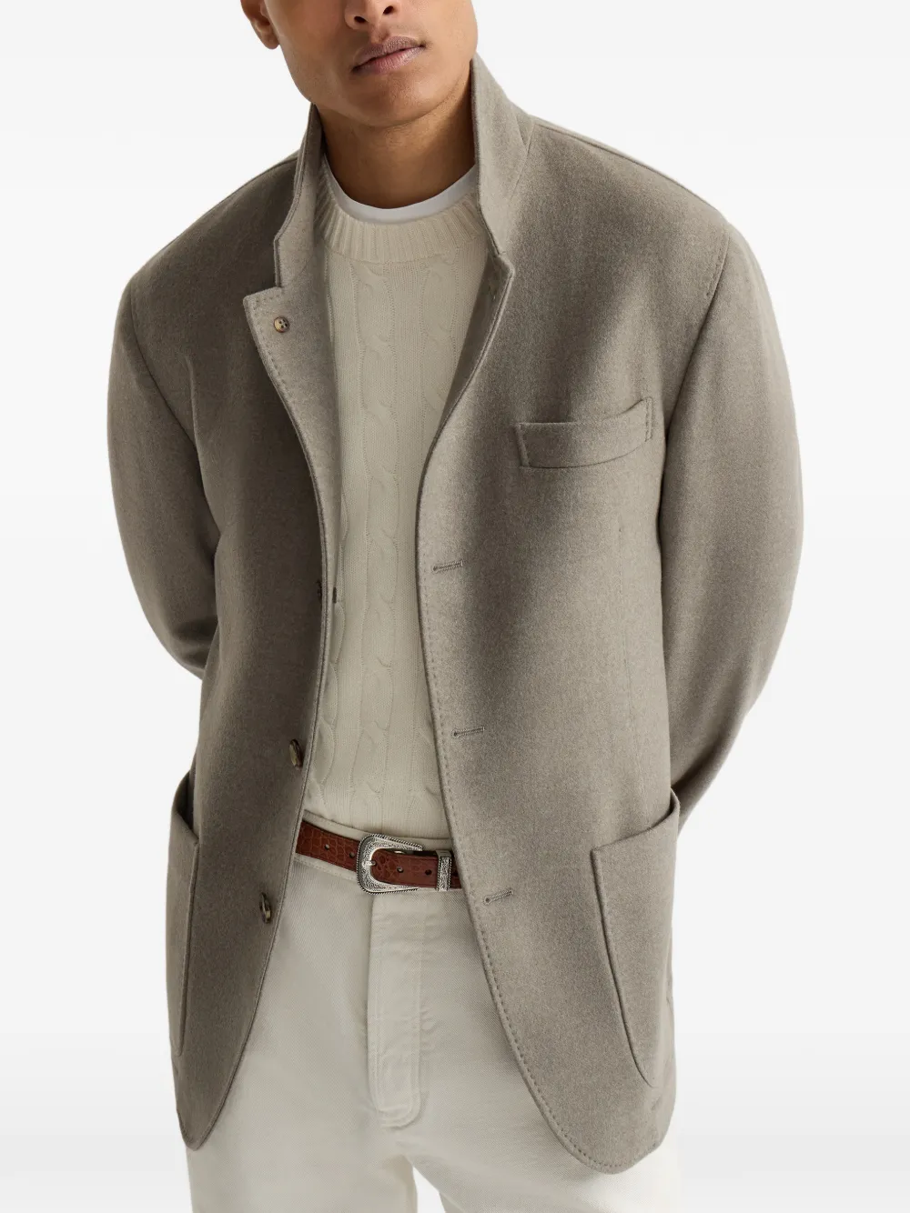 Brunello Cucinelli Lichtgewicht waterbestendige kasjmier blazer Grijs