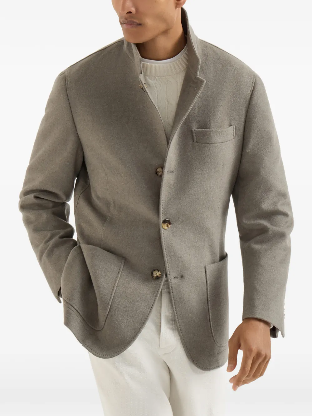 Brunello Cucinelli Lichtgewicht waterbestendige kasjmier blazer Grijs