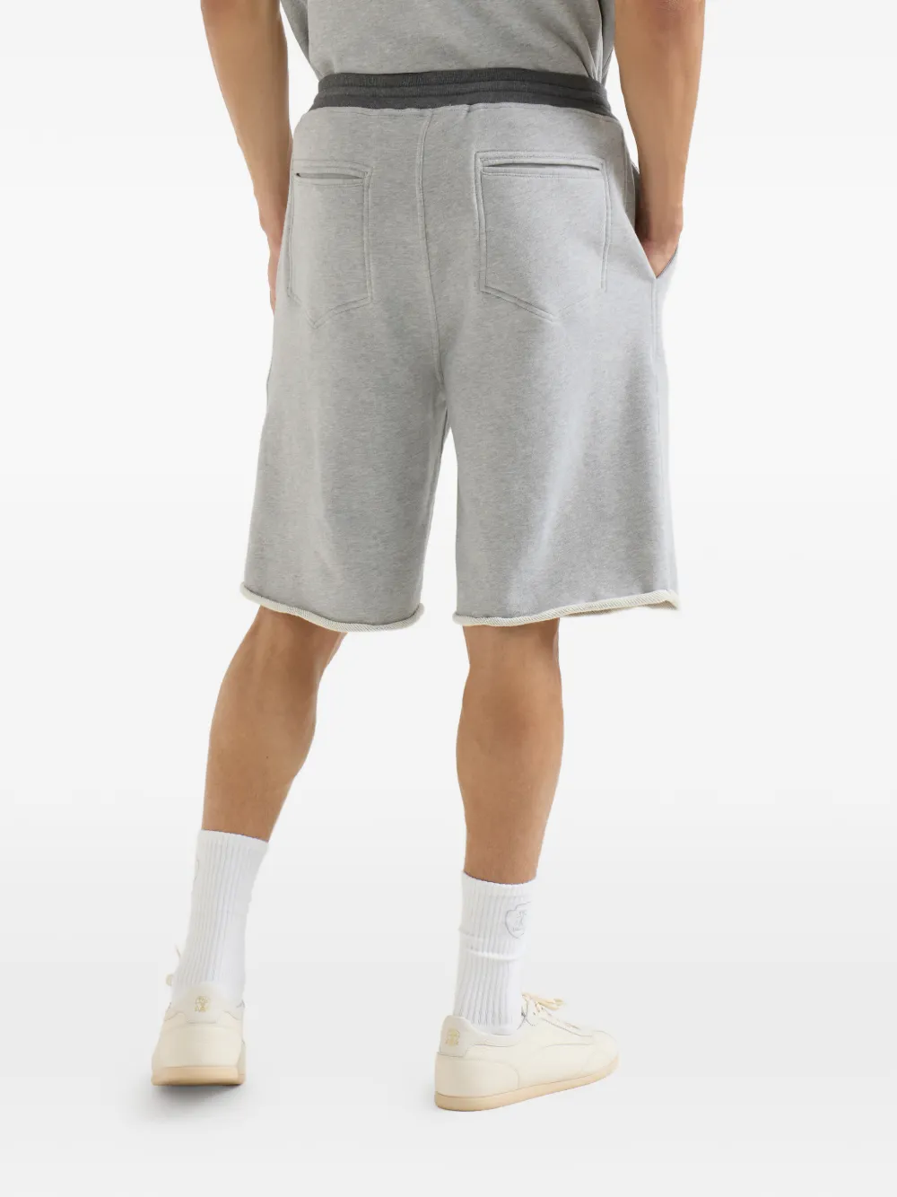 Brunello Cucinelli Katoenen Franse badstof bermuda shorts met borduurwerk Grijs