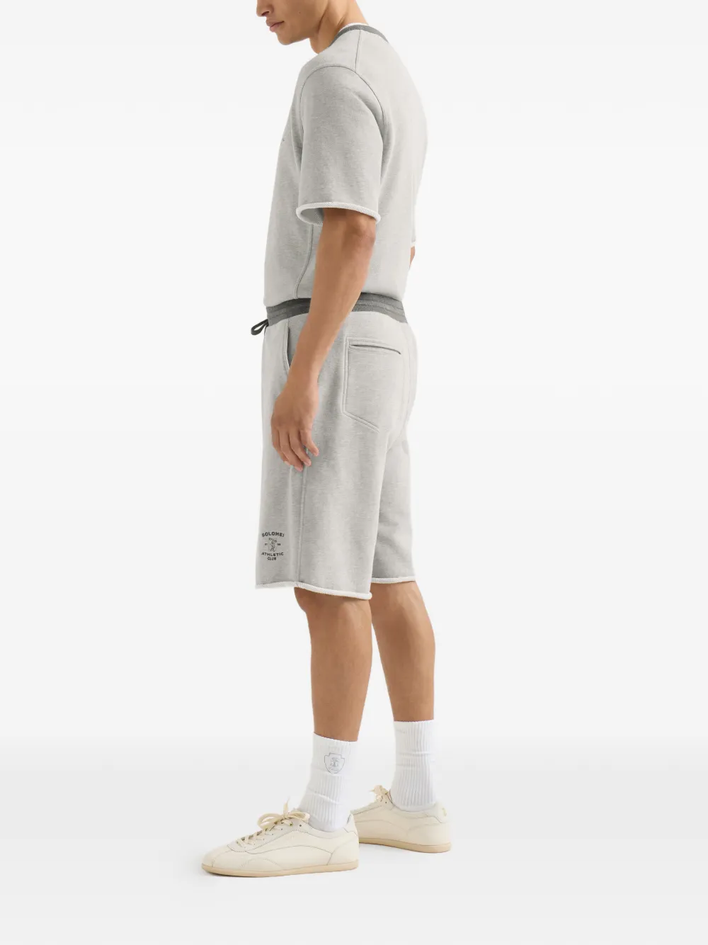 Brunello Cucinelli Katoenen Franse badstof bermuda shorts met borduurwerk Grijs