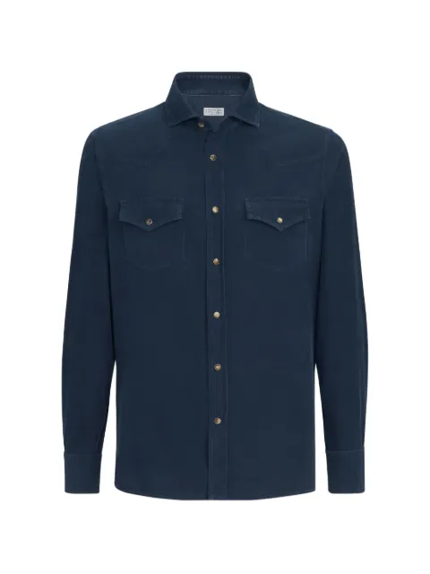 Brunello Cucinelli garment-dyed easy-fit western shirt in narrow-wale corduroy