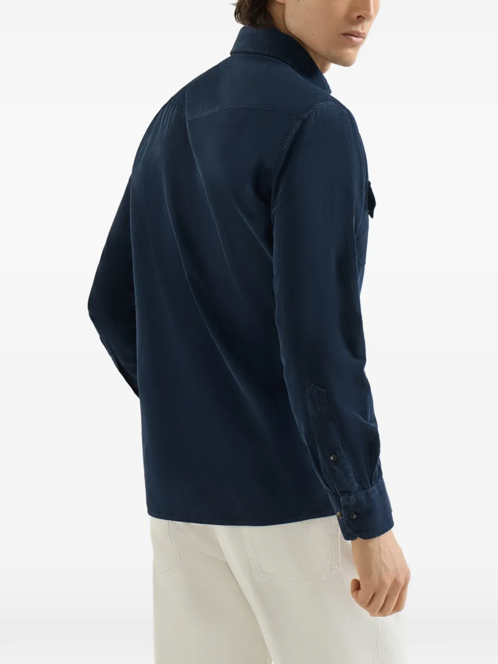 Brunello Cucinelli Western overhemd van ribfluweel Blauw