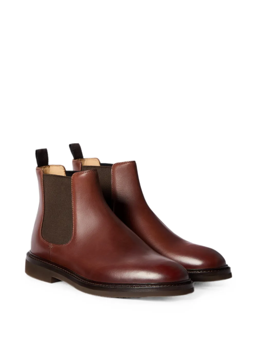 Brunello Cucinelli waxed calfskin Chelsea boots Bruin