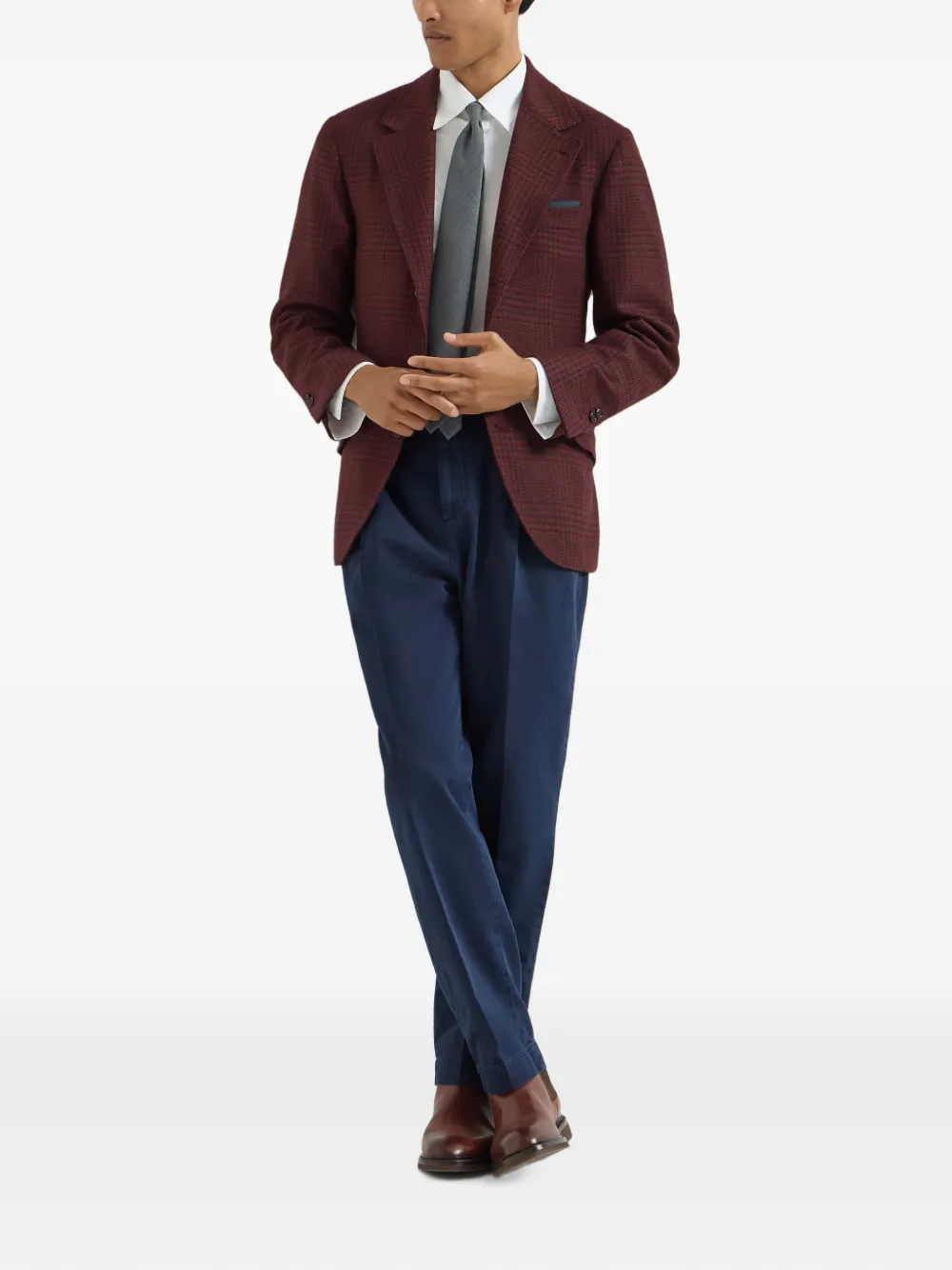 Brunello Cucinelli Kasjmier Prince of Wales Cavallo kasjmier blazer Rood