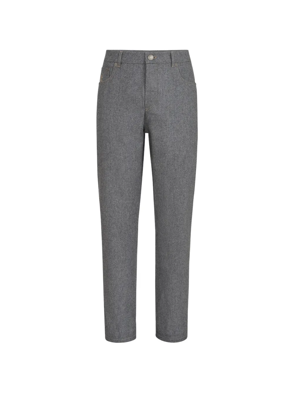 Brunello Cucinelli virgin wool flannel five-pocket trousers - Grigio