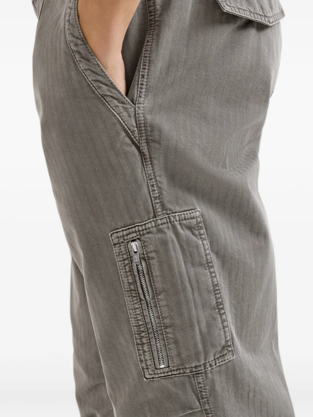 Brunello Cucinelli Katoenen broek met chevron-streep en ritszak Grijs