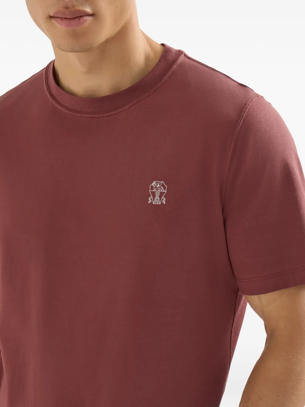 Brunello Cucinelli Katoenen jersey T-shirt met logo en ronde hals Rood