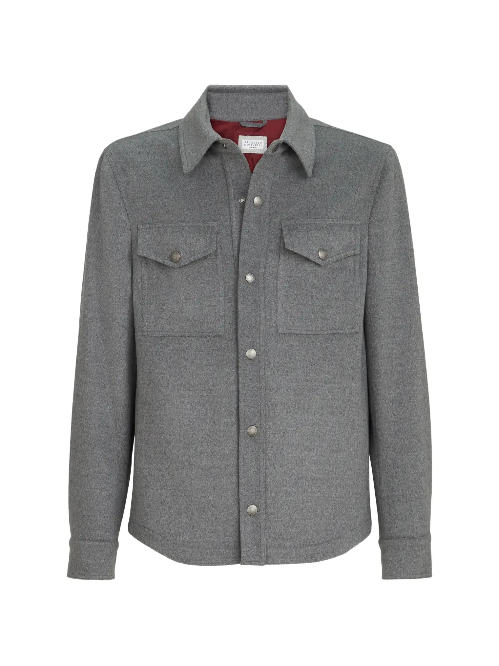 Brunello Cucinelli Lightweight virgin wool cloth shirt-style outerwear jacket - Grau