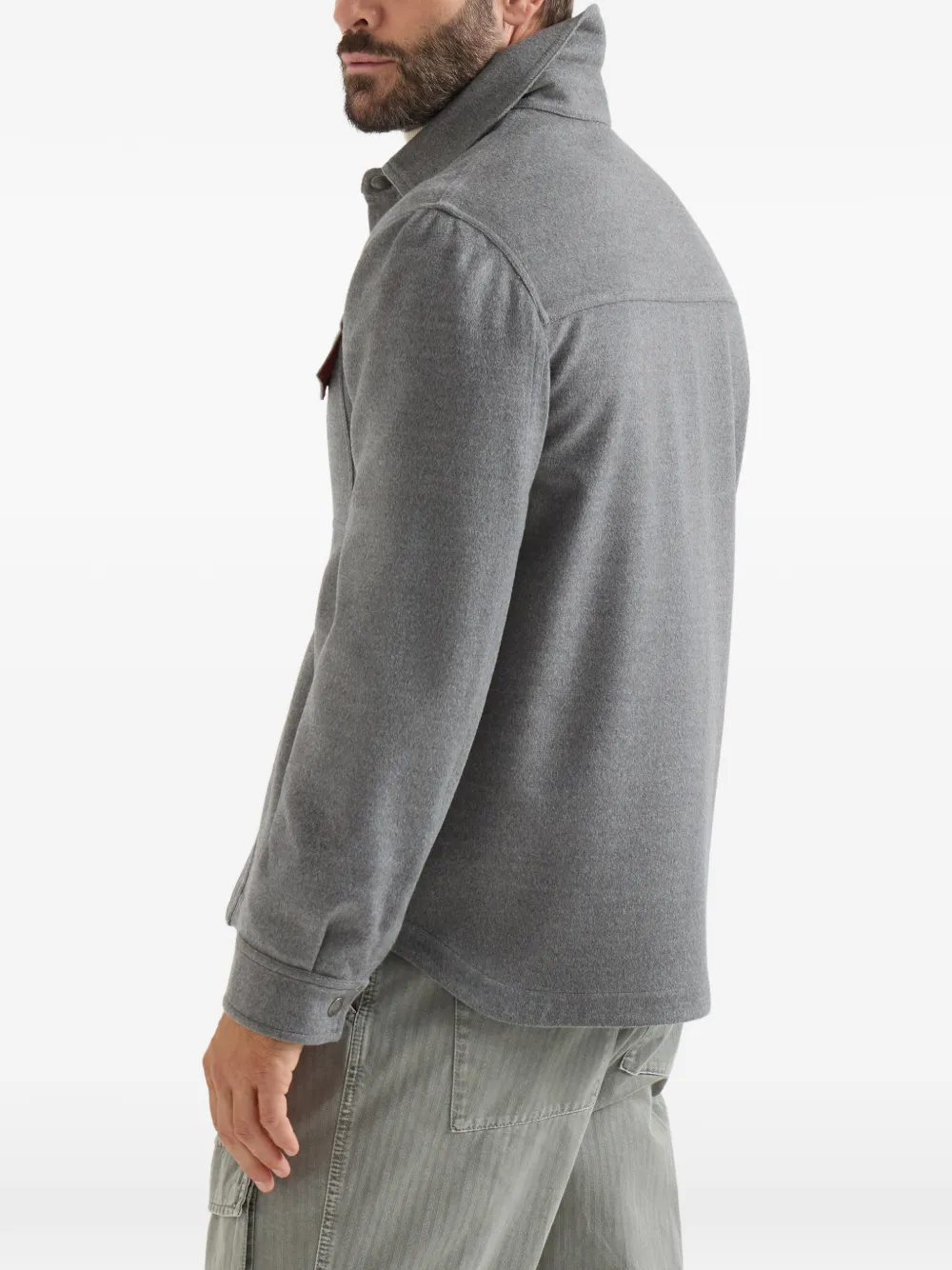 Brunello Cucinelli Lichtgewicht shirtjack van scheerwol Grijs