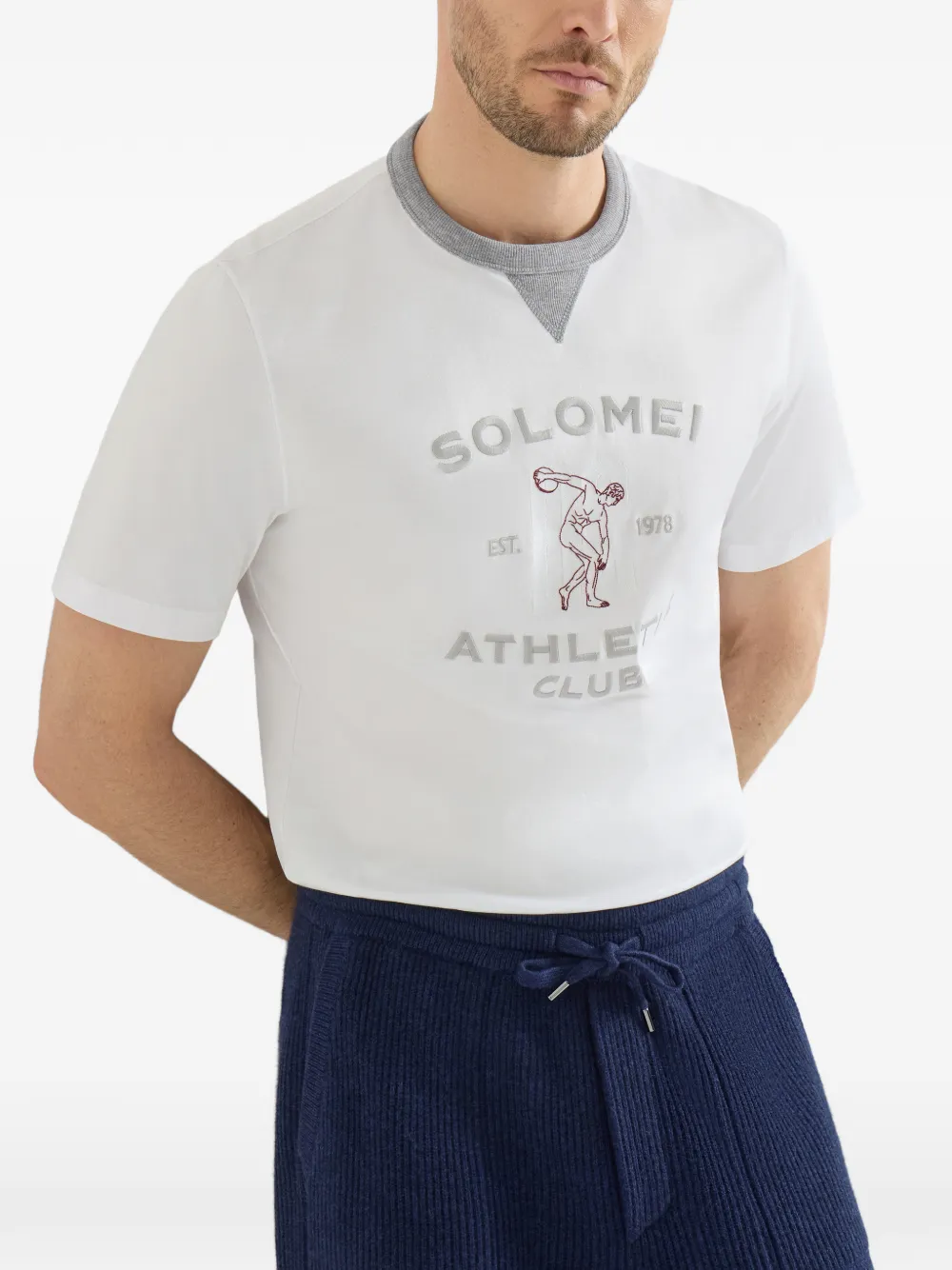 Brunello Cucinelli Jersey T-shirt met ronde hals en print Wit