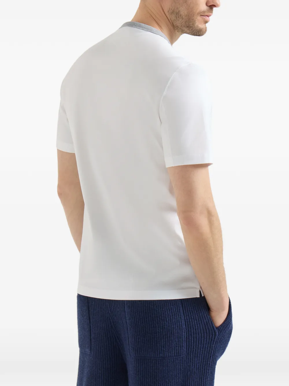 Brunello Cucinelli Jersey T-shirt met ronde hals en print Wit