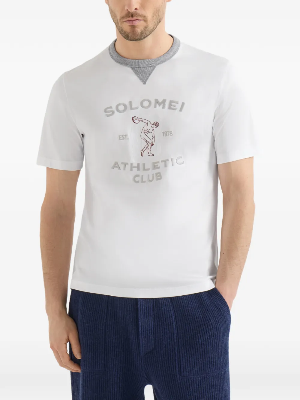 Brunello Cucinelli Jersey T-shirt met ronde hals en print Wit