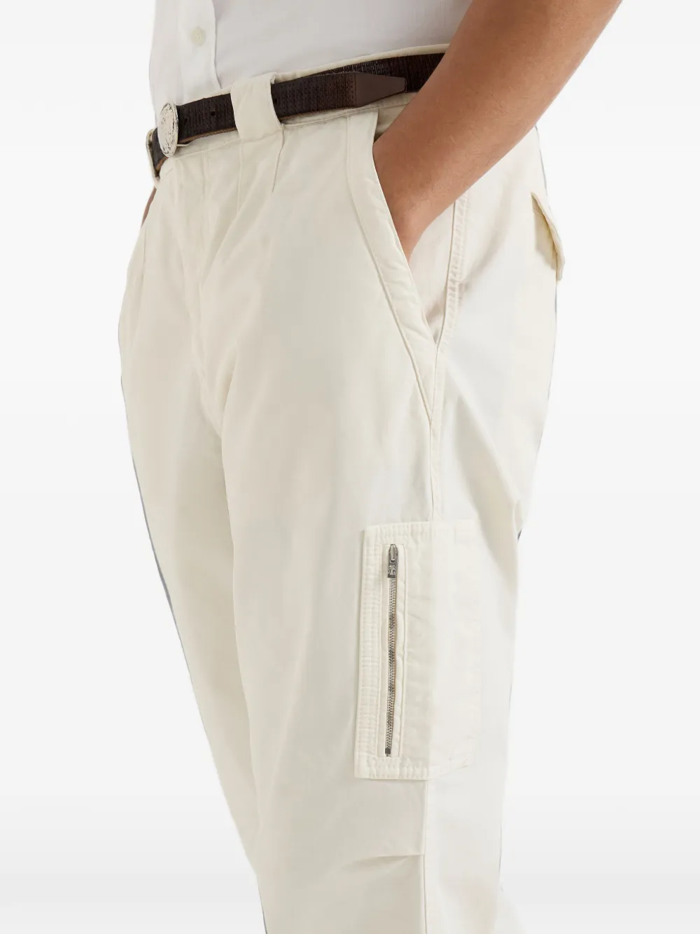 Brunello Cucinelli Katoenen-gabardine broek met ritszak Beige