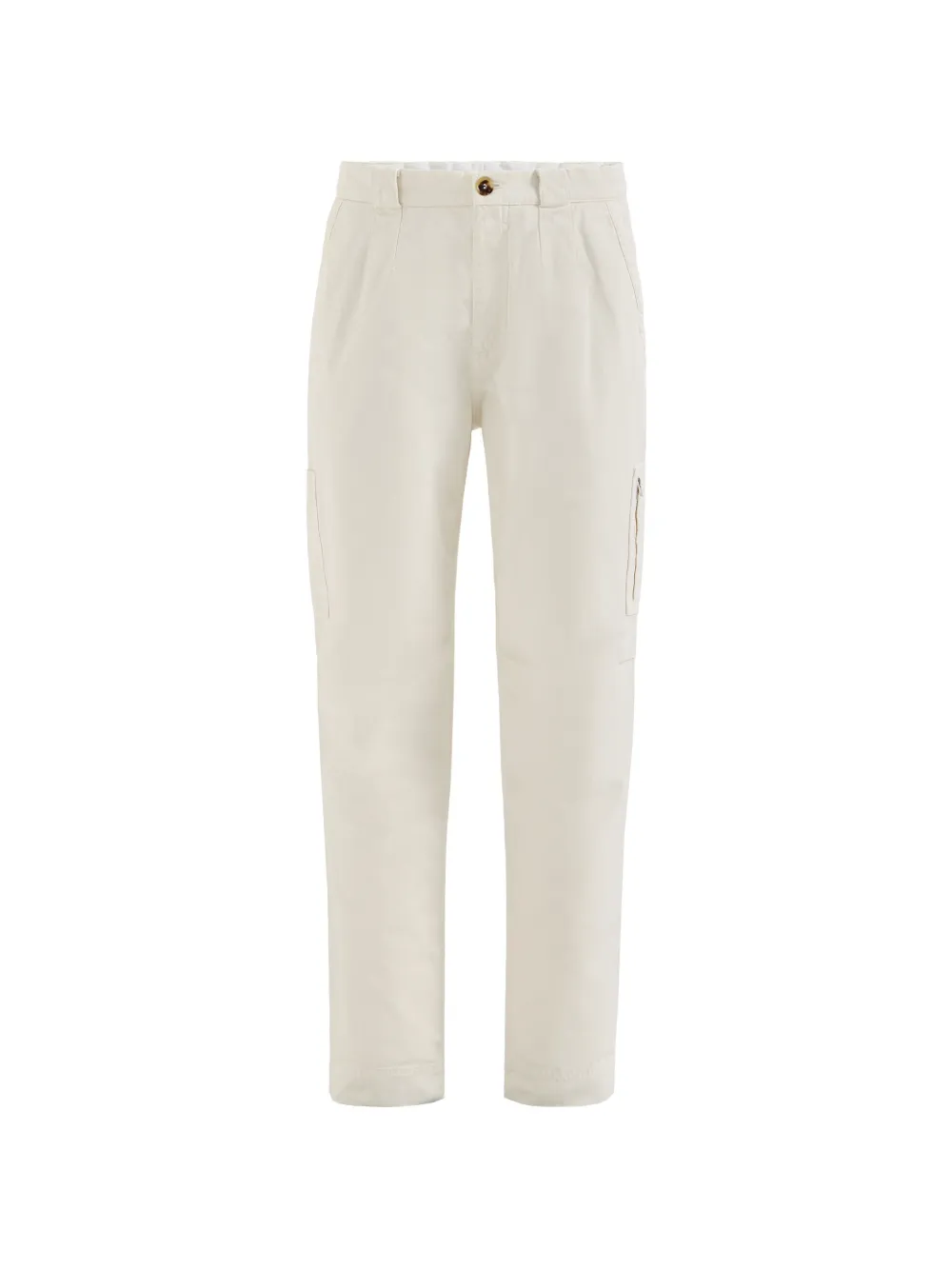 Brunello Cucinelli peached cotton-gabardine trousers with zipped pocket - Nude
