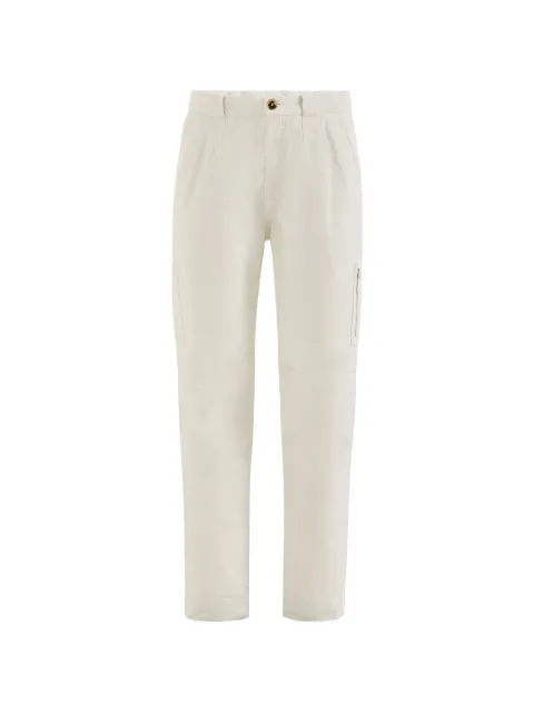 Brunello Cucinelli pantalones de gabardina de algodón con bolsillo con cremallera