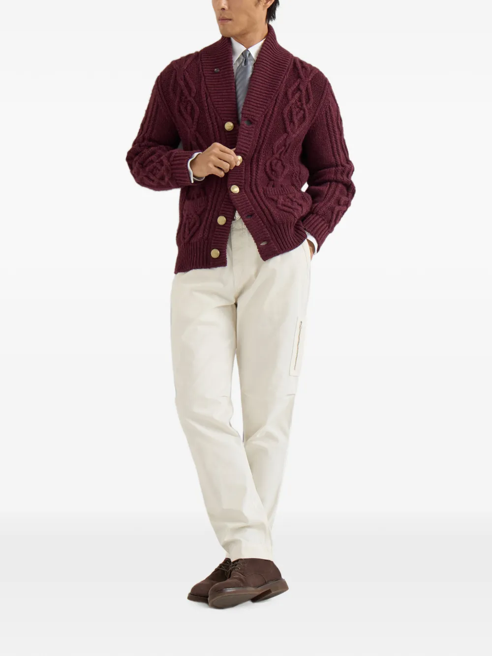 Brunello Cucinelli Katoenen-gabardine broek met ritszak Beige