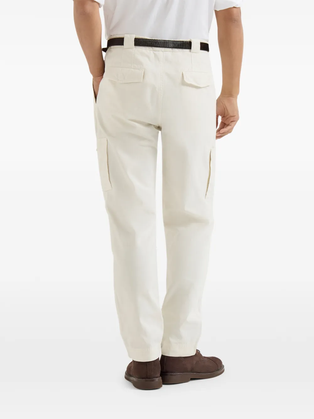 Brunello Cucinelli Katoenen-gabardine broek met ritszak Beige