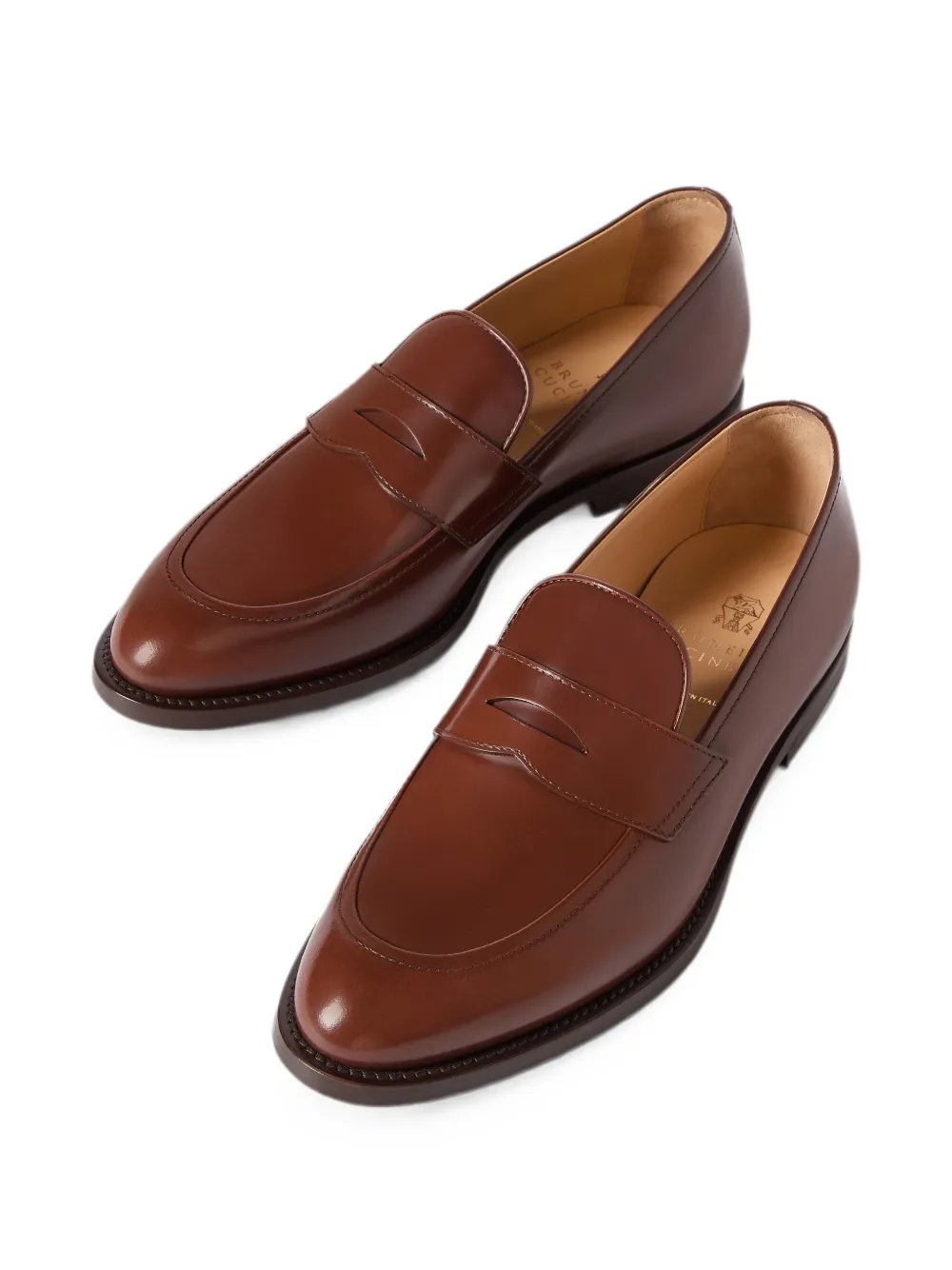 Brunello Cucinelli braided calfskin and polished calfskin penny loafers Bruin