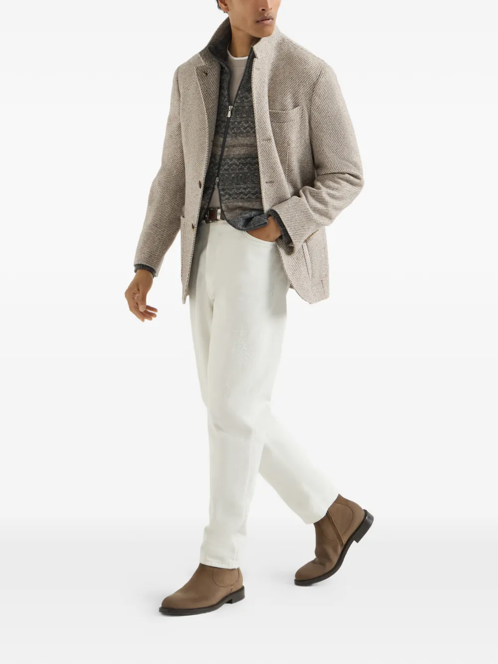 Brunello Cucinelli T-shirt met imitatielaag Grijs