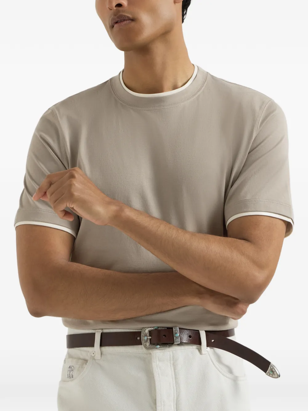 Brunello Cucinelli T-shirt met imitatielaag Grijs