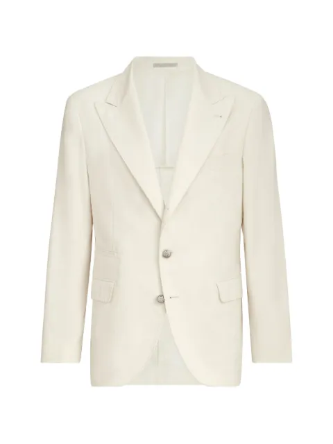 Brunello Cucinelli Sea Island cotton narrow wale corduroy deconstructed blazer with large peak-lapels and metal buttons