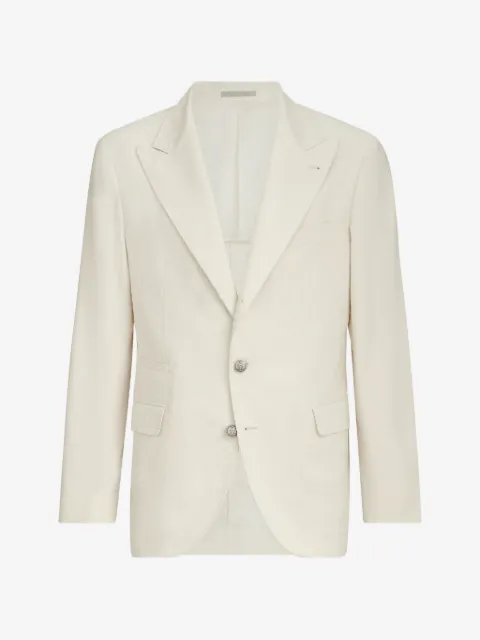 Brunello Cucinelli blazer deconstruido Sea Island de pana con solapas de pico grandes y botones metálicos