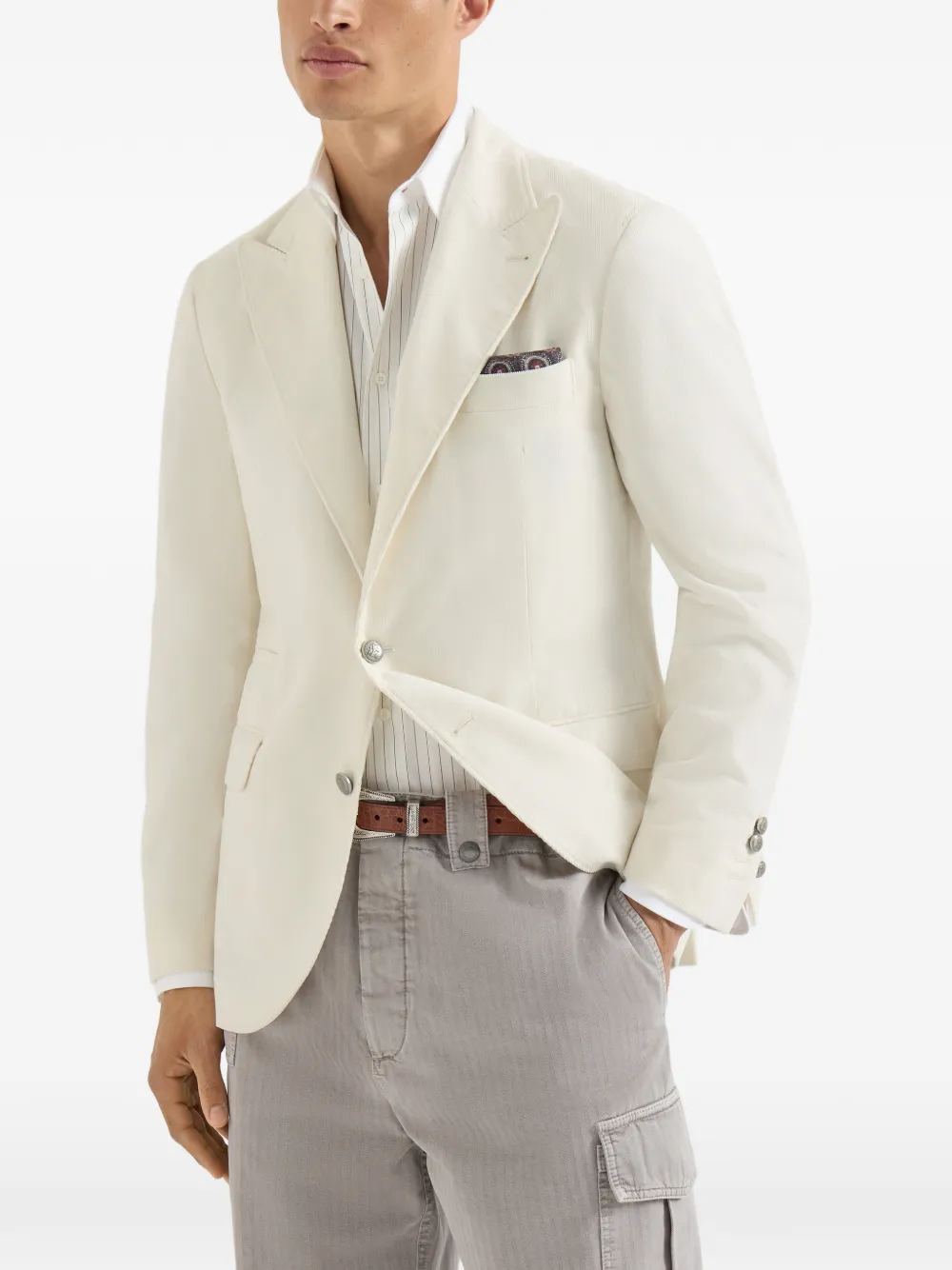 Brunello Cucinelli Sea Island ribfluwelen gedeconstrueerde blazer Beige